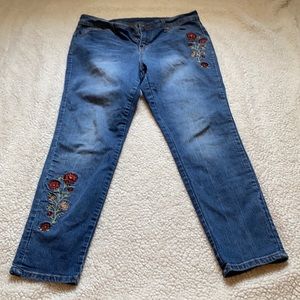 Floral patch jeans